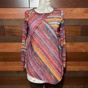 No Brand Tag Scoop Neck Long Sleeve Multi Colored Zigzag Shirt